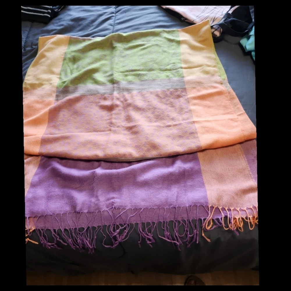 Light Weight Pashmina Shawls Wraps Pastel Multi-Colored Scarf
